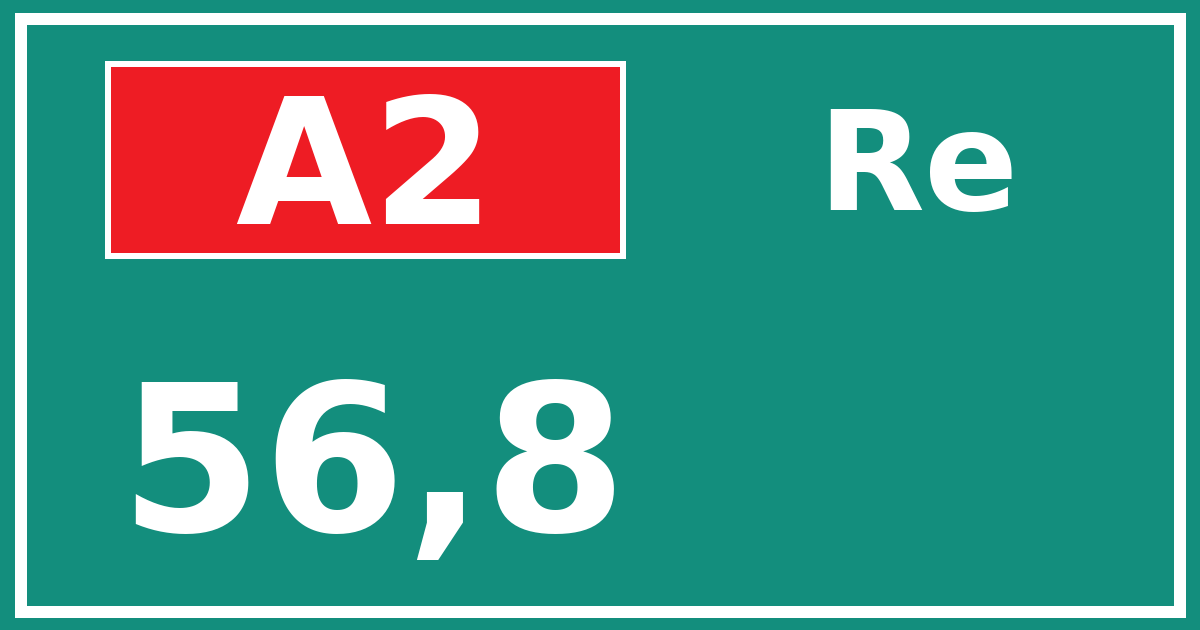 Hectometerbord A2 56,8 zijde Re
