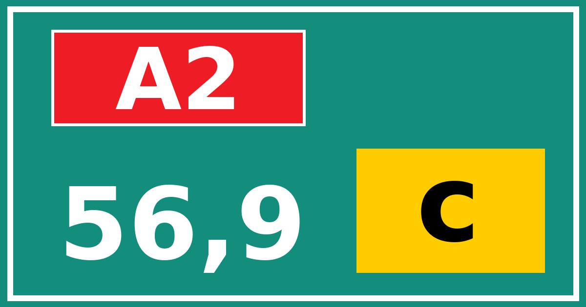 Hectometerbord A2 56,9 letter c