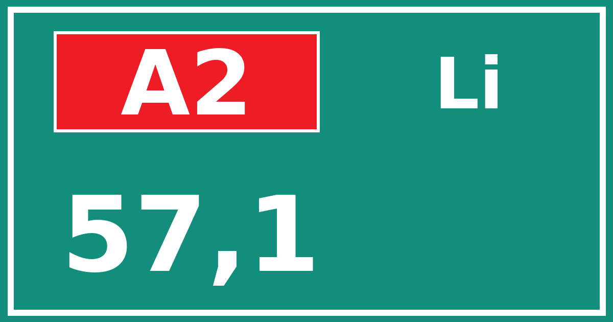 Hectometerbord A2 57,1 zijde Li
