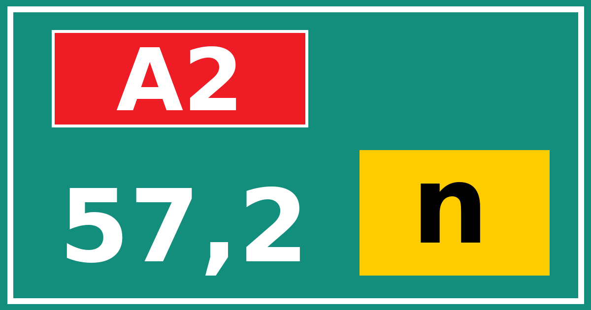 Hectometerbord A2 57,2 letter n