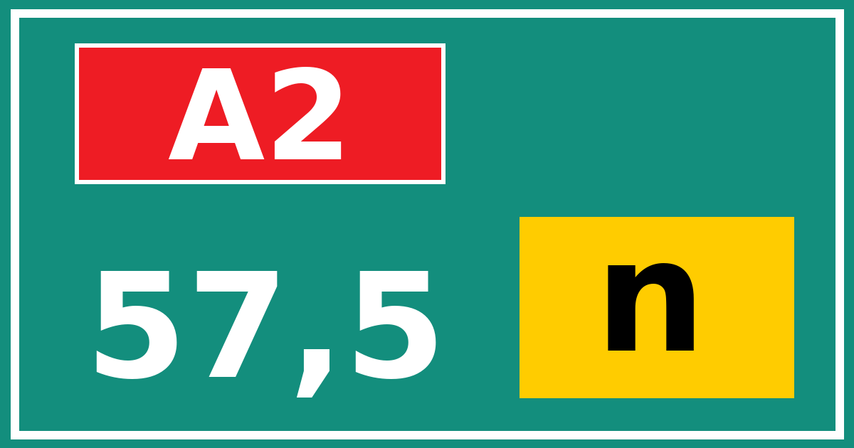 Hectometerbord A2 57,5 letter n
