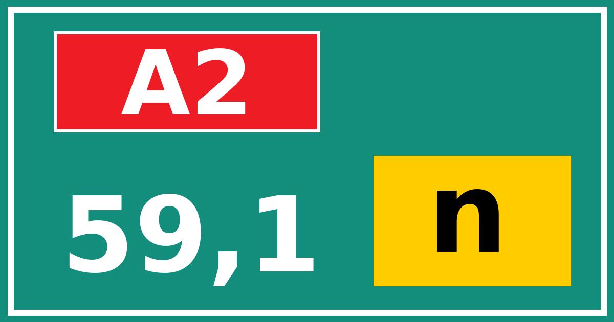 Hectometerbord A2 59,1 letter n