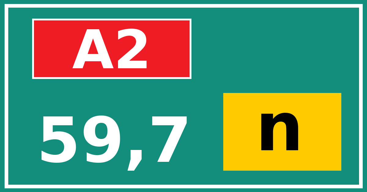 Hectometerbord A2 59,7 letter n