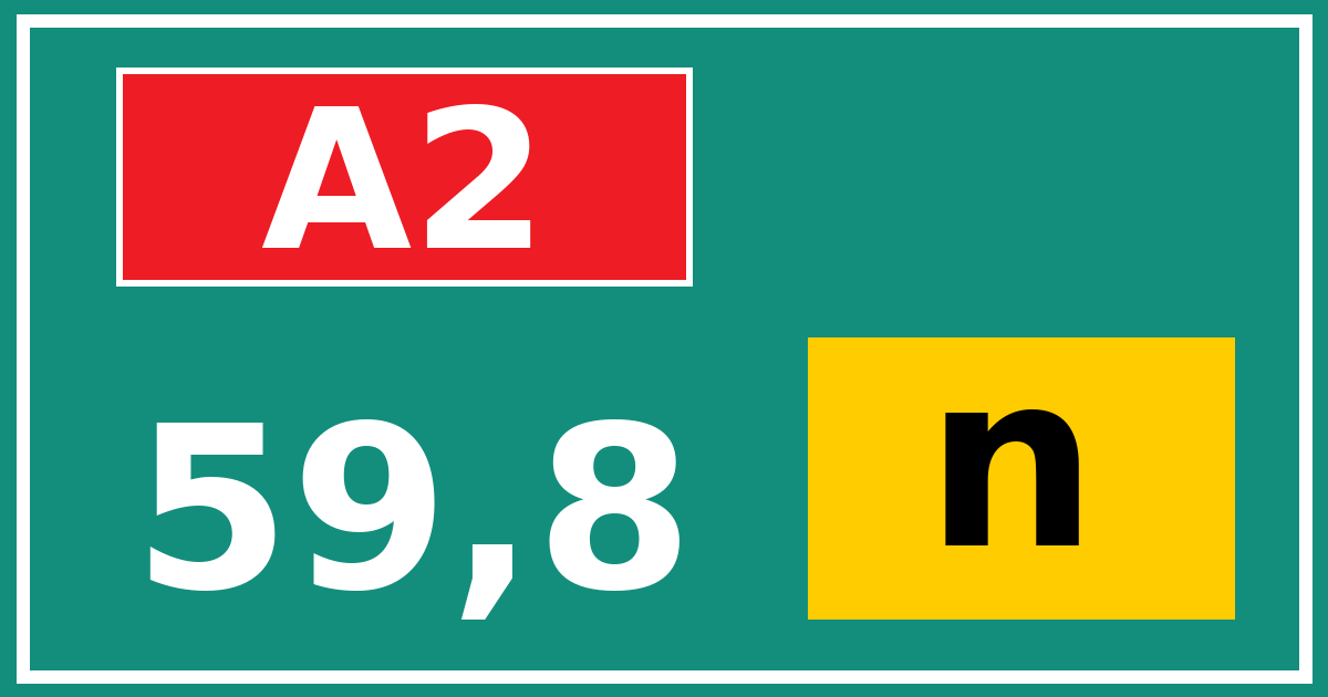 Hectometerbord A2 59,8 letter n