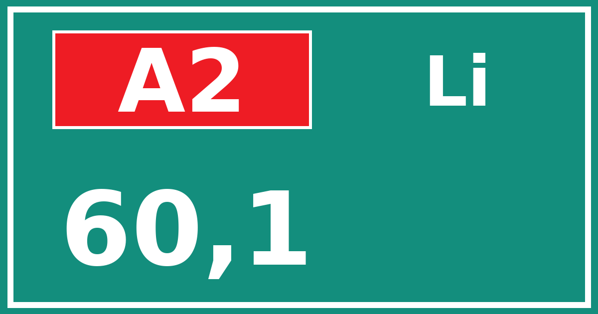 Hectometerbord A2 60,1 zijde Li