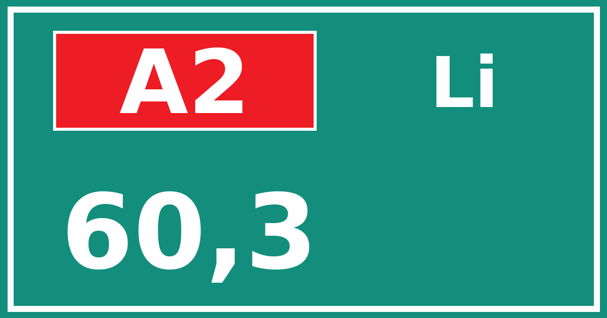 Hectometerbord A2 60,3 zijde Li
