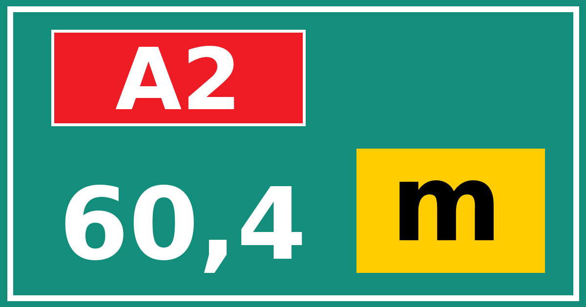 Hectometerbord A2 60,4 letter m