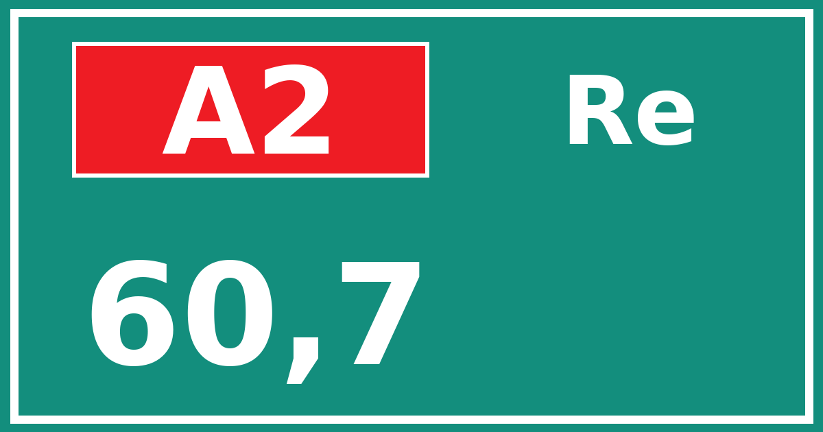 Hectometerbord A2 60,7 zijde Re