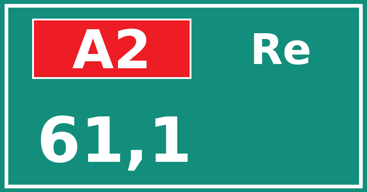 Hectometerbord A2 61,1 zijde Re