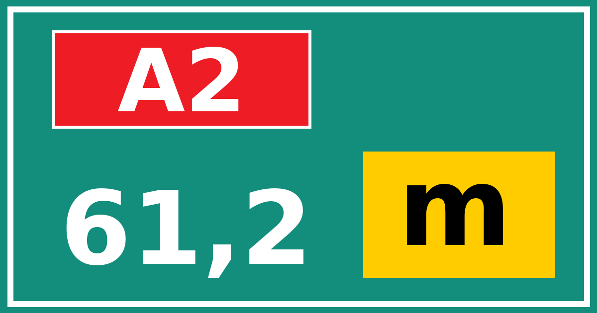 Hectometerbord A2 61,2 letter m