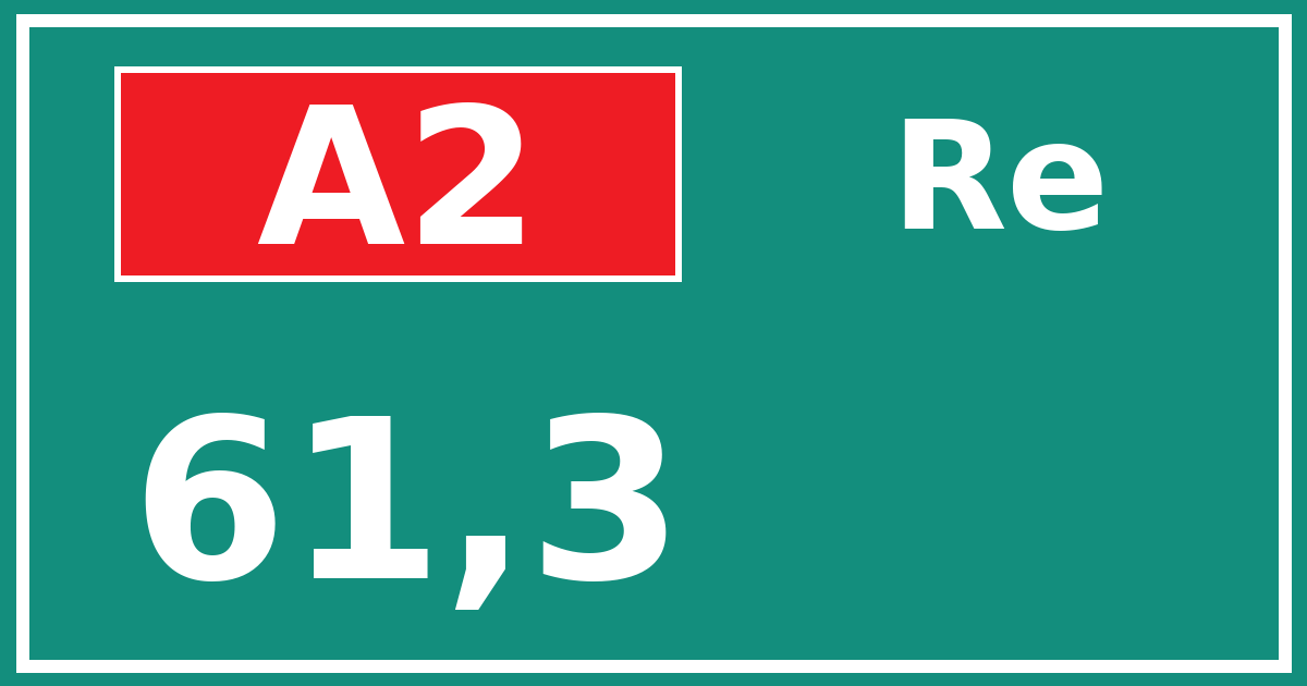 Hectometerbord A2 61,3 zijde Re