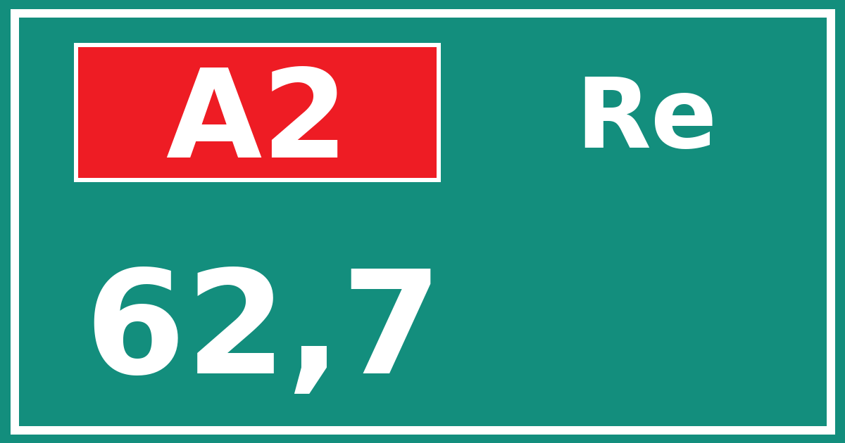 Hectometerbord A2 62,7 zijde Re