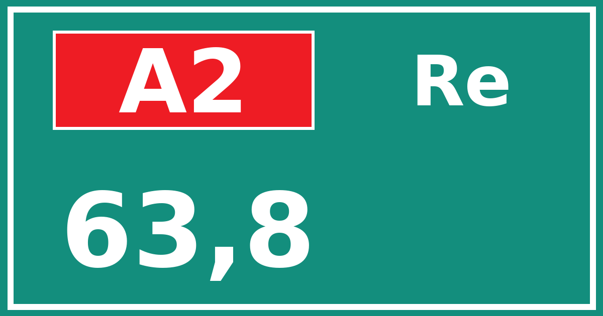 Hectometerbord A2 63,8 zijde Re
