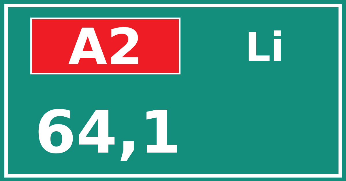 Hectometerbord A2 64,1 zijde Li