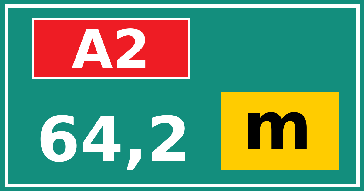 Hectometerbord A2 64,2 letter m