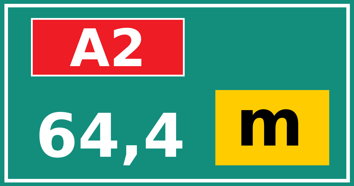 Hectometerbord A2 64,4 letter m
