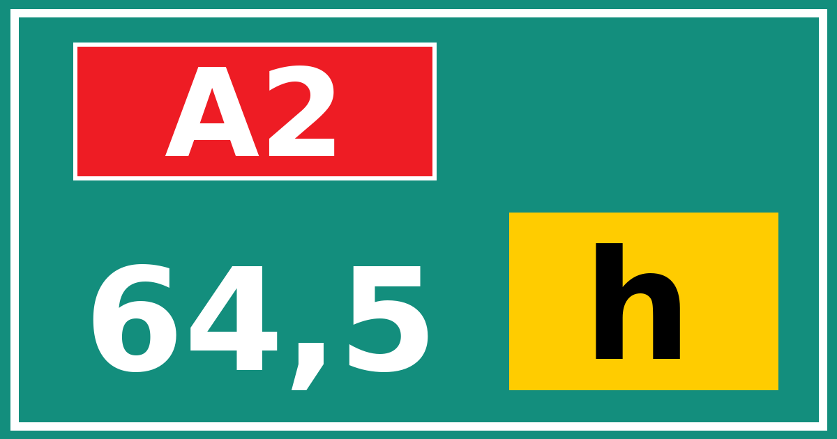 Hectometerbord A2 64,5 letter h