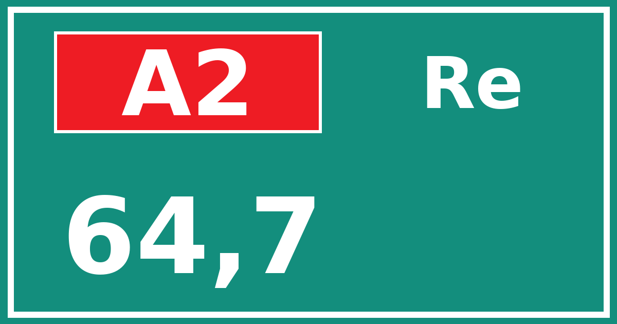Hectometerbord A2 64,7 zijde Re
