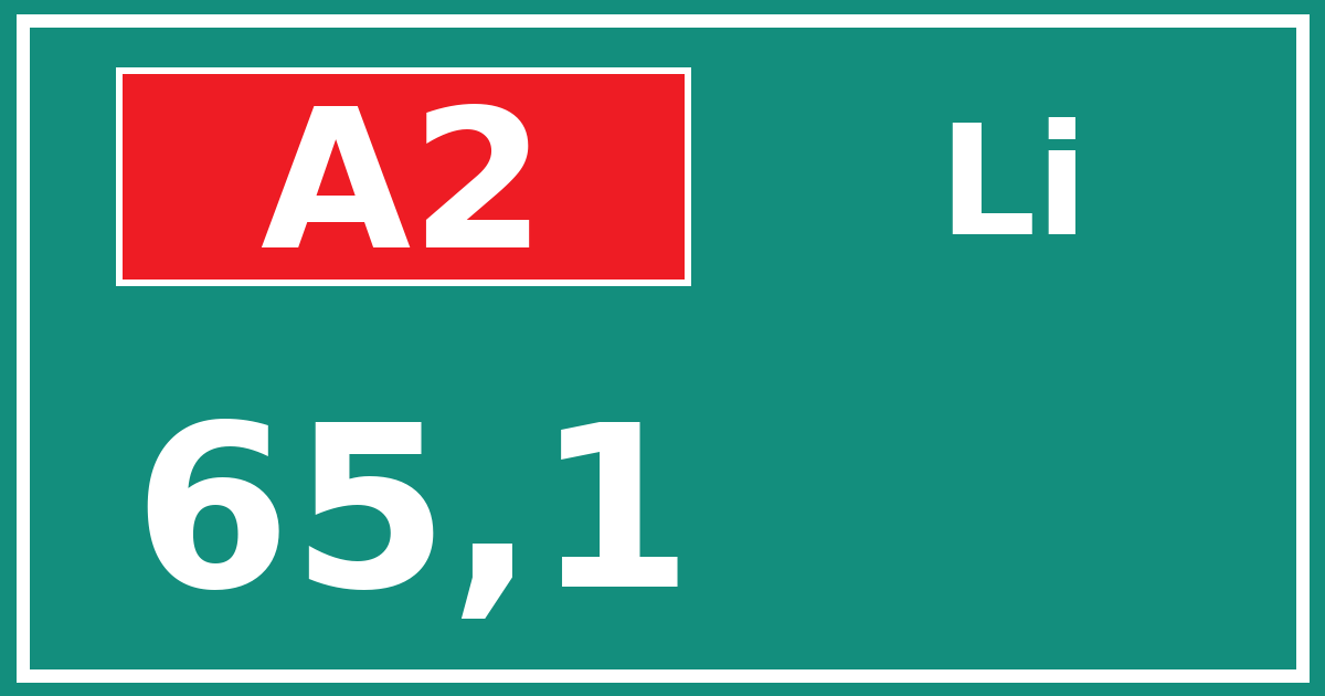 Hectometerbord A2 65,1 zijde Li