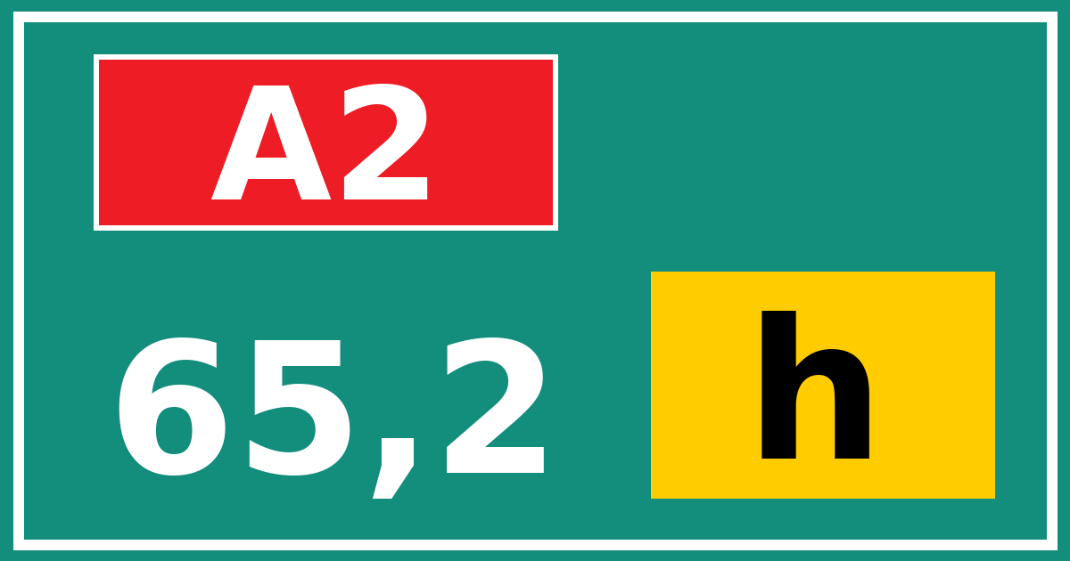 Hectometerbord A2 65,2 letter h