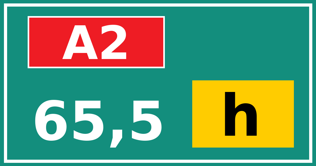 Hectometerbord A2 65,5 letter h
