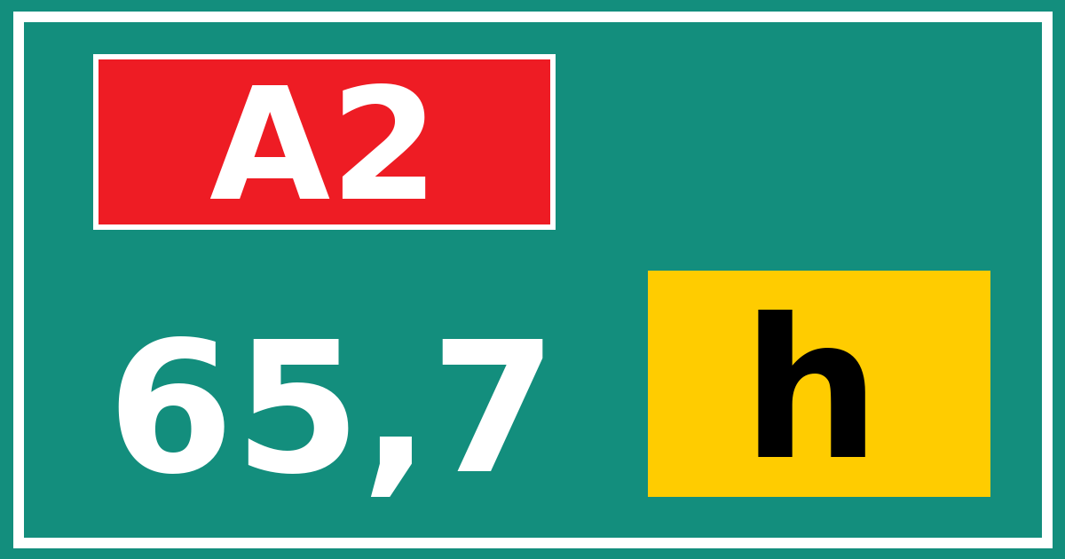 Hectometerbord A2 65,7 letter h