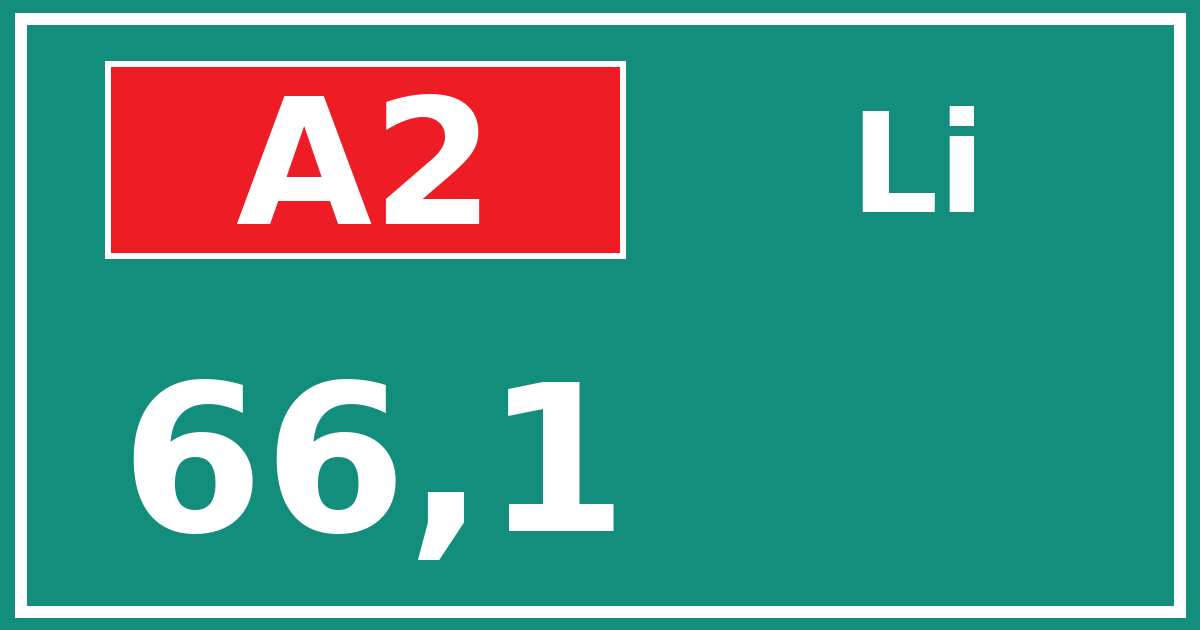 Hectometerbord A2 66,1 zijde Li