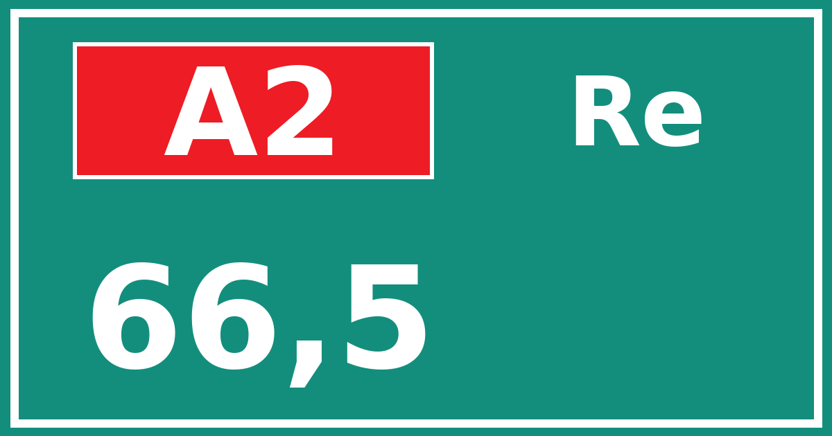 Hectometerbord A2 66,5 zijde Re