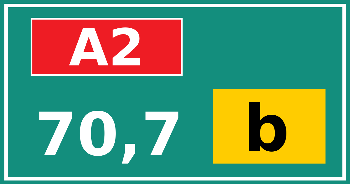 Hectometerbord A2 70,7 letter b