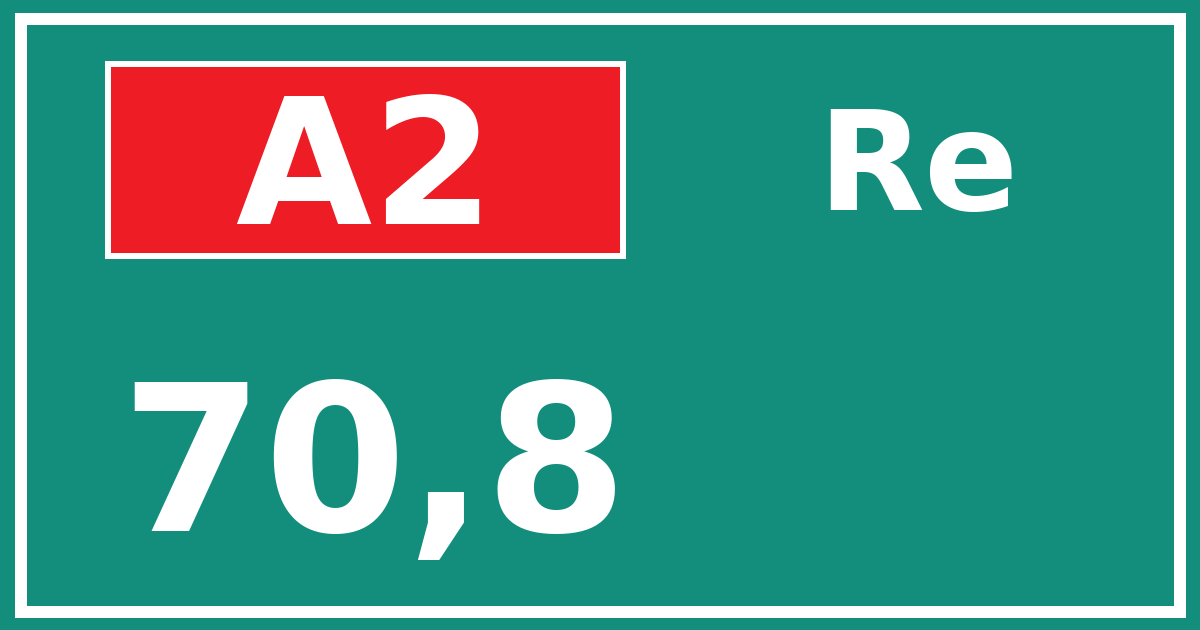 Hectometerbord A2 70,8 zijde Re