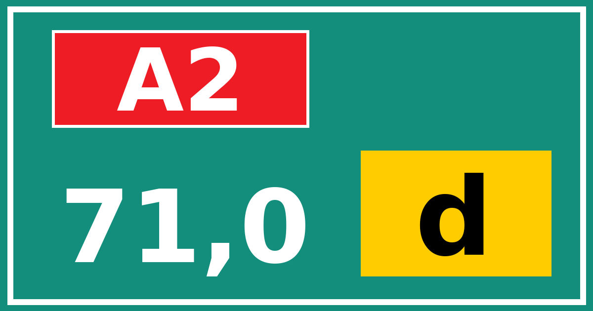 Hectometerbord A2 71,0 letter d
