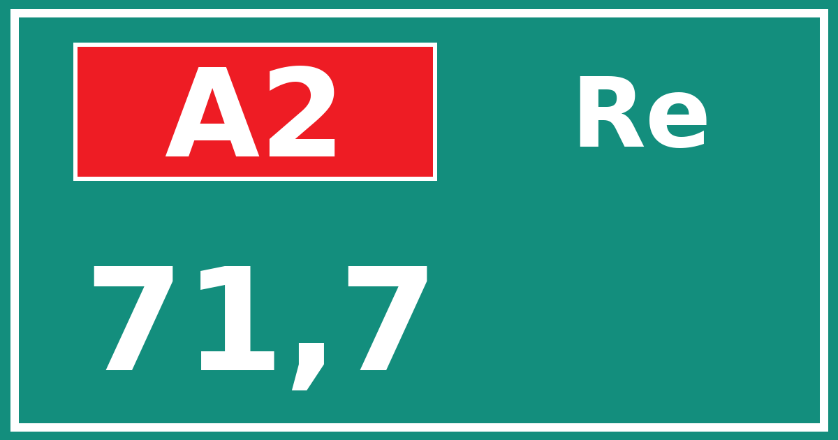 Hectometerbord A2 71,7 zijde Re