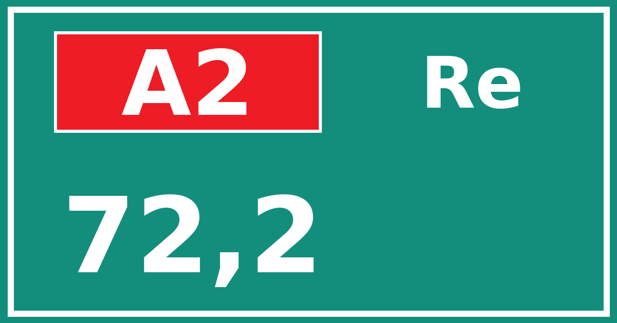 Hectometerbord A2 72,2 zijde Re