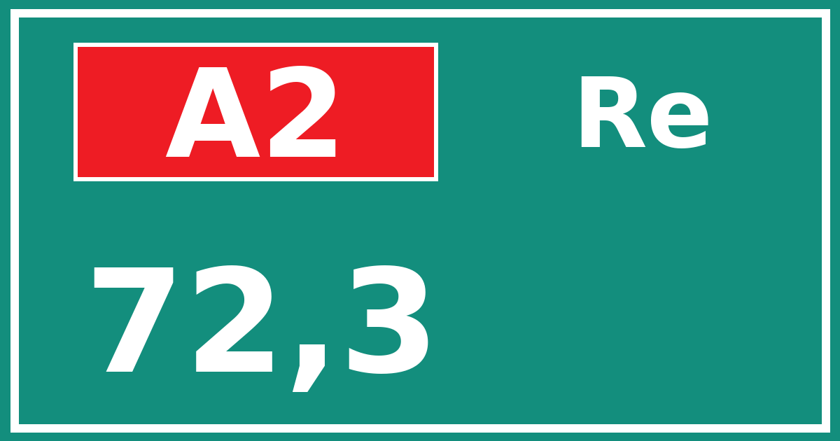 Hectometerbord A2 72,3 zijde Re