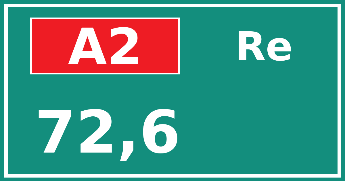 Hectometerbord A2 72,6 zijde Re