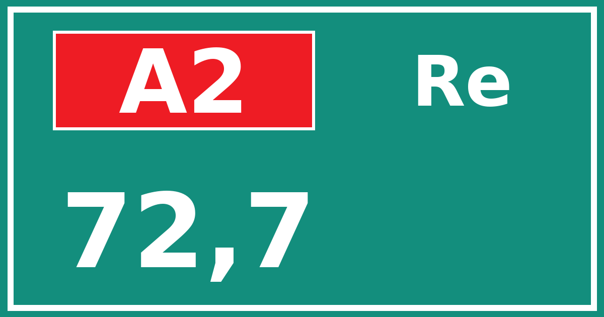 Hectometerbord A2 72,7 zijde Re