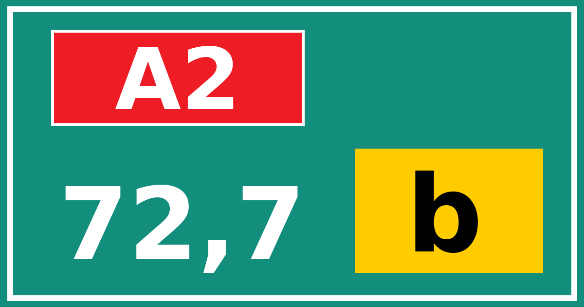 Hectometerbord A2 72,7 letter b