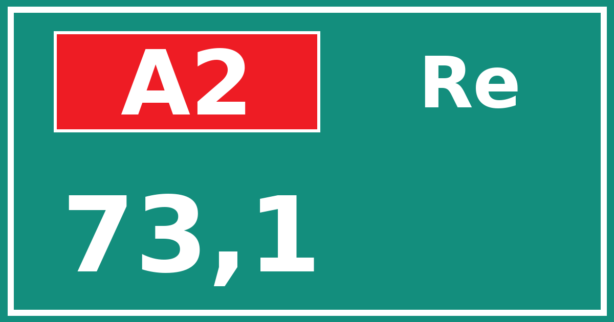 Hectometerbord A2 73,1 zijde Re