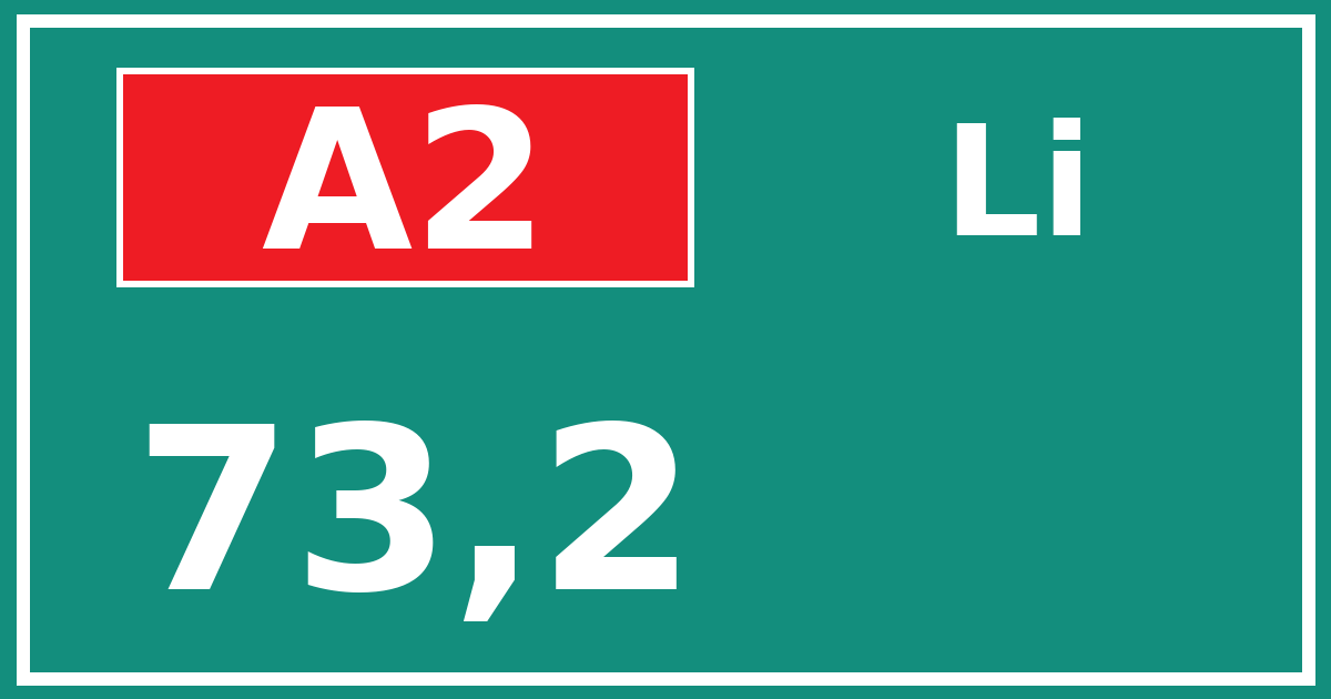 Hectometerbord A2 73,2 zijde Li