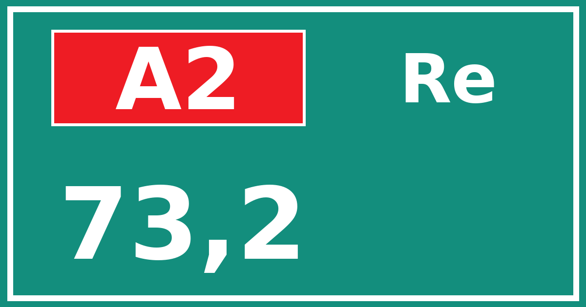 Hectometerbord A2 73,2 zijde Re