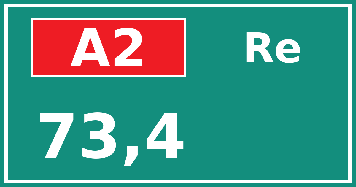 Hectometerbord A2 73,4 zijde Re