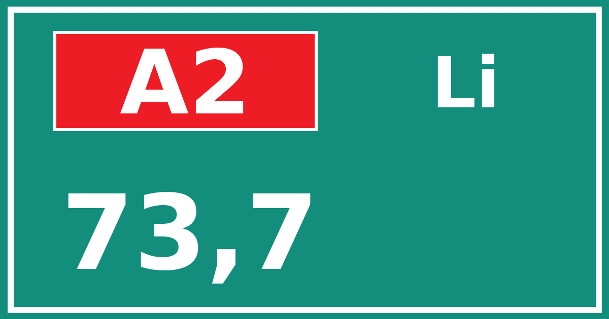 Hectometerbord A2 73,7 zijde Li