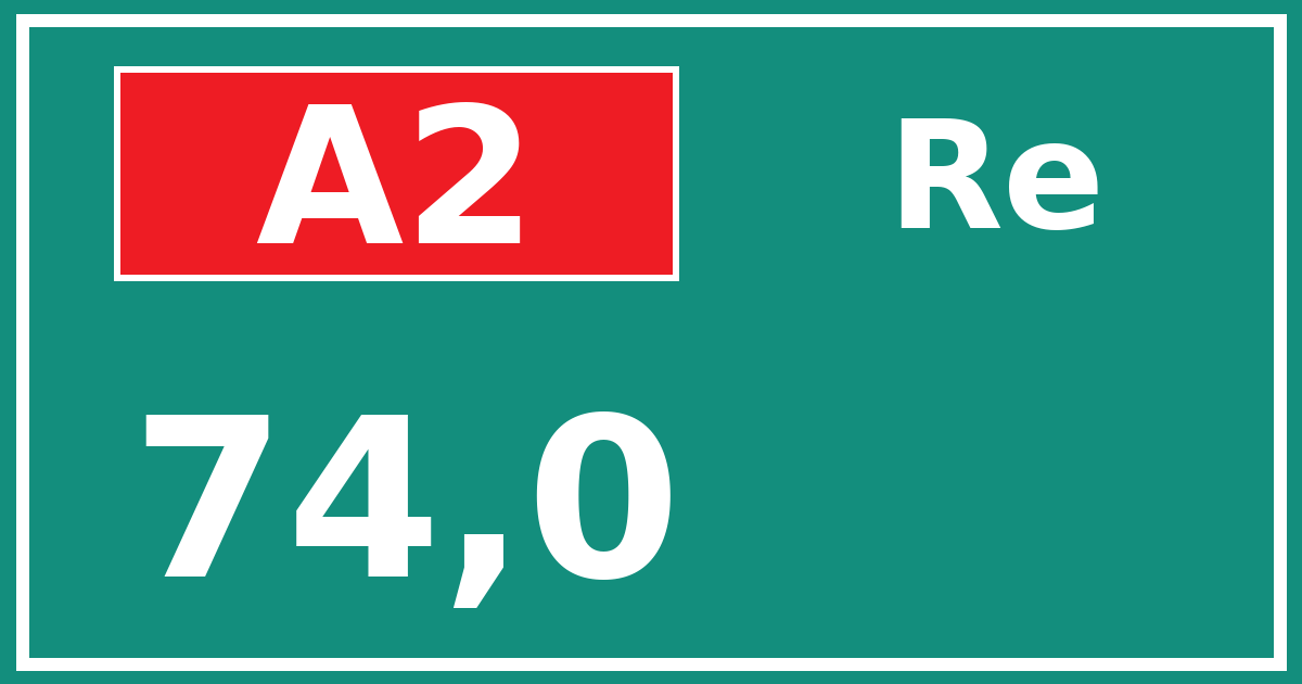 Hectometerbord A2 74,0 zijde Re