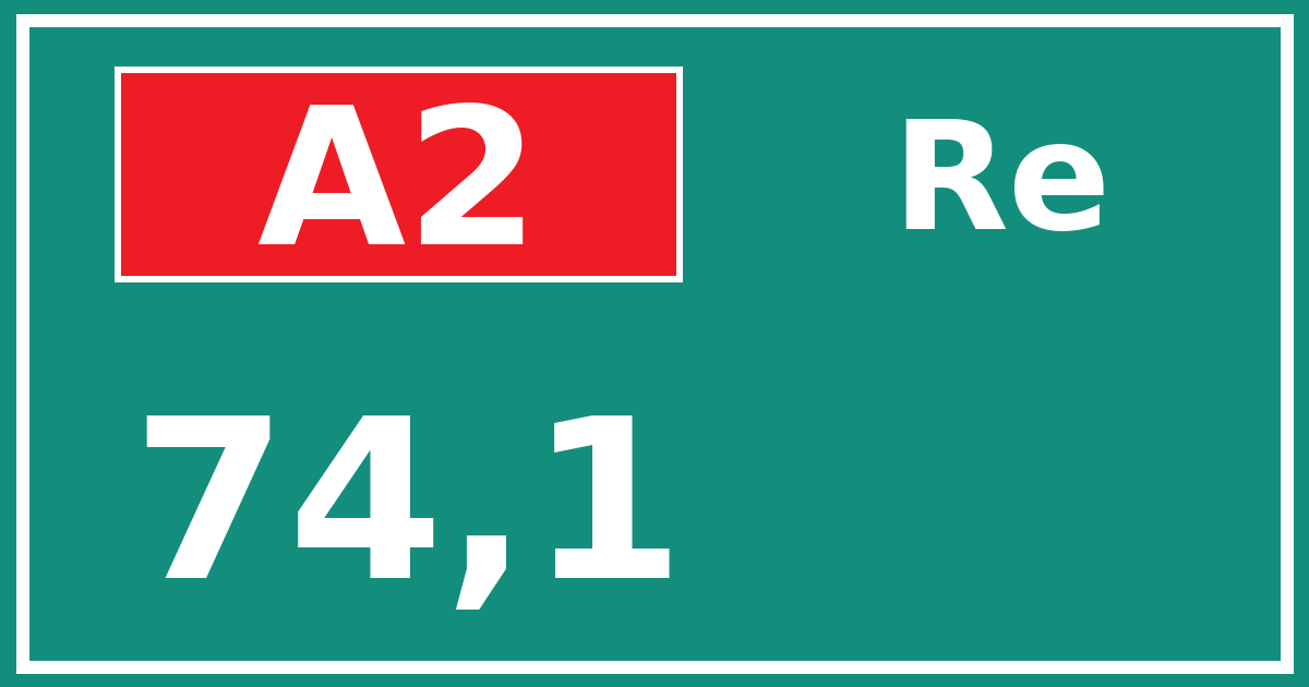 Hectometerbord A2 74,1 zijde Re