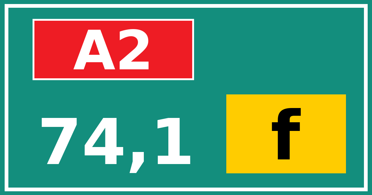 Hectometerbord A2 74,1 letter f