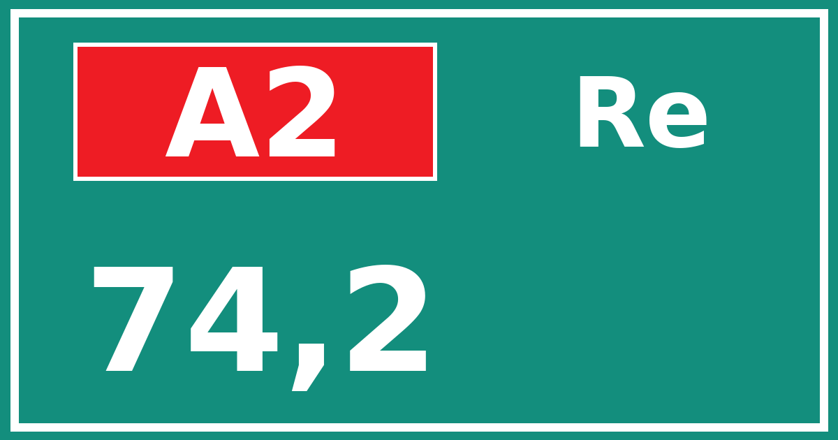 Hectometerbord A2 74,2 zijde Re