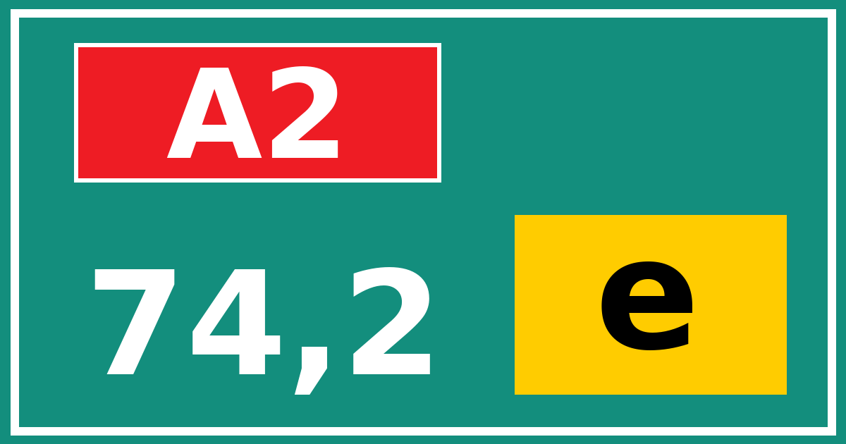 Hectometerbord A2 74,2 letter e
