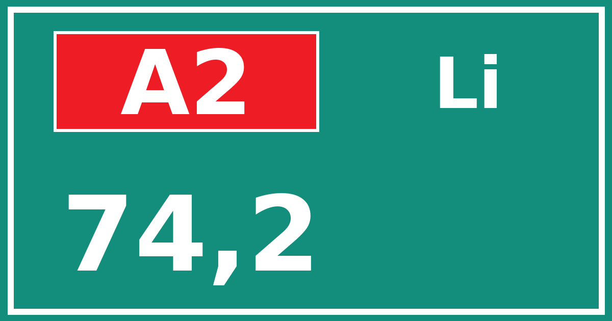 Hectometerbord A2 74,2 zijde Li