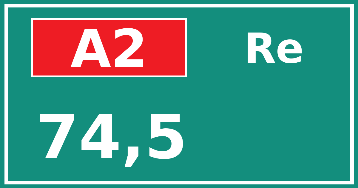 Hectometerbord A2 74,5 zijde Re