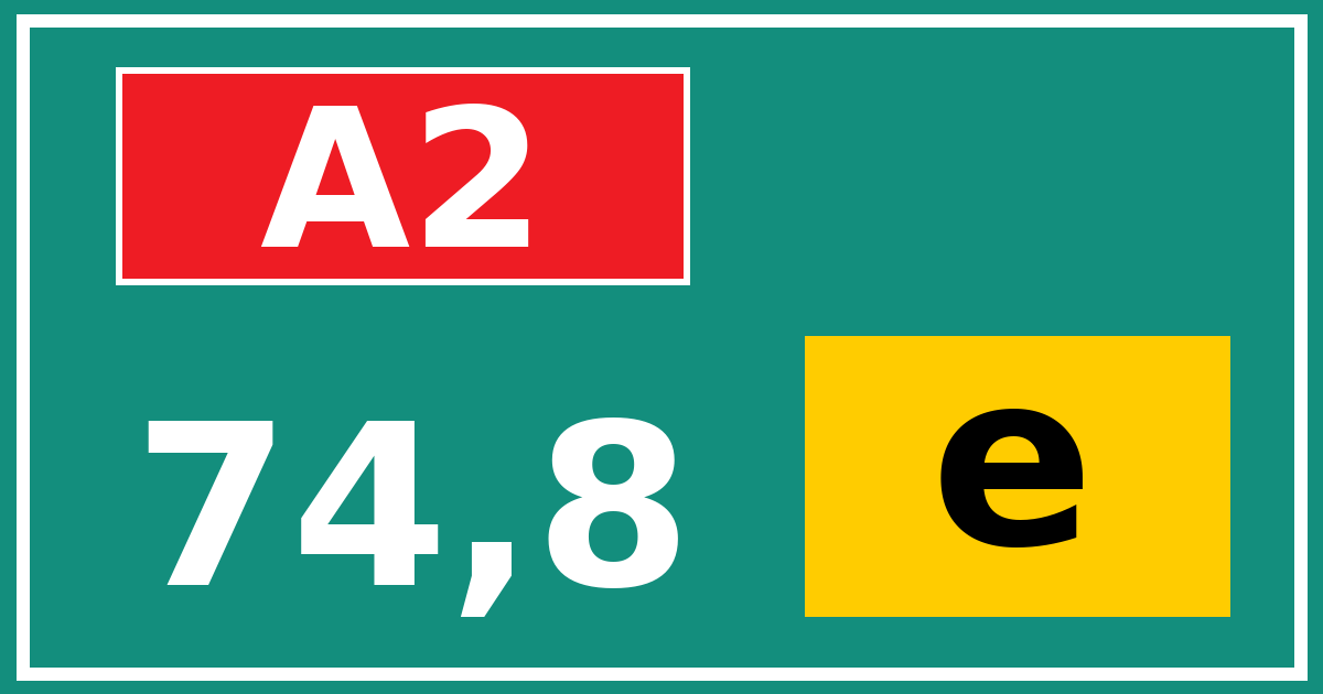 Hectometerbord A2 74,8 letter e
